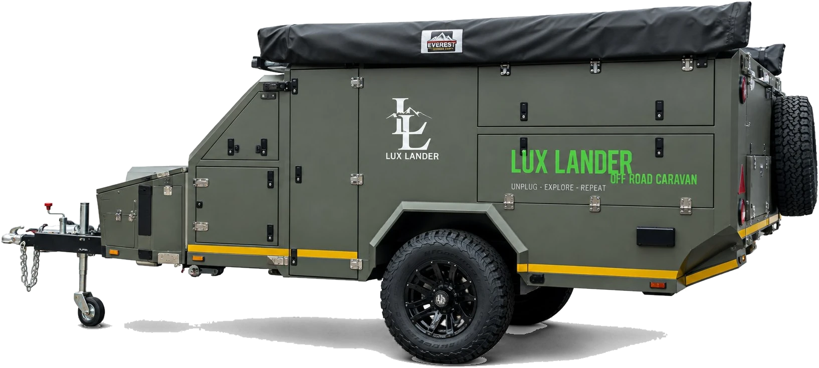 Side profile of the Lux Lander X4 off road caravan